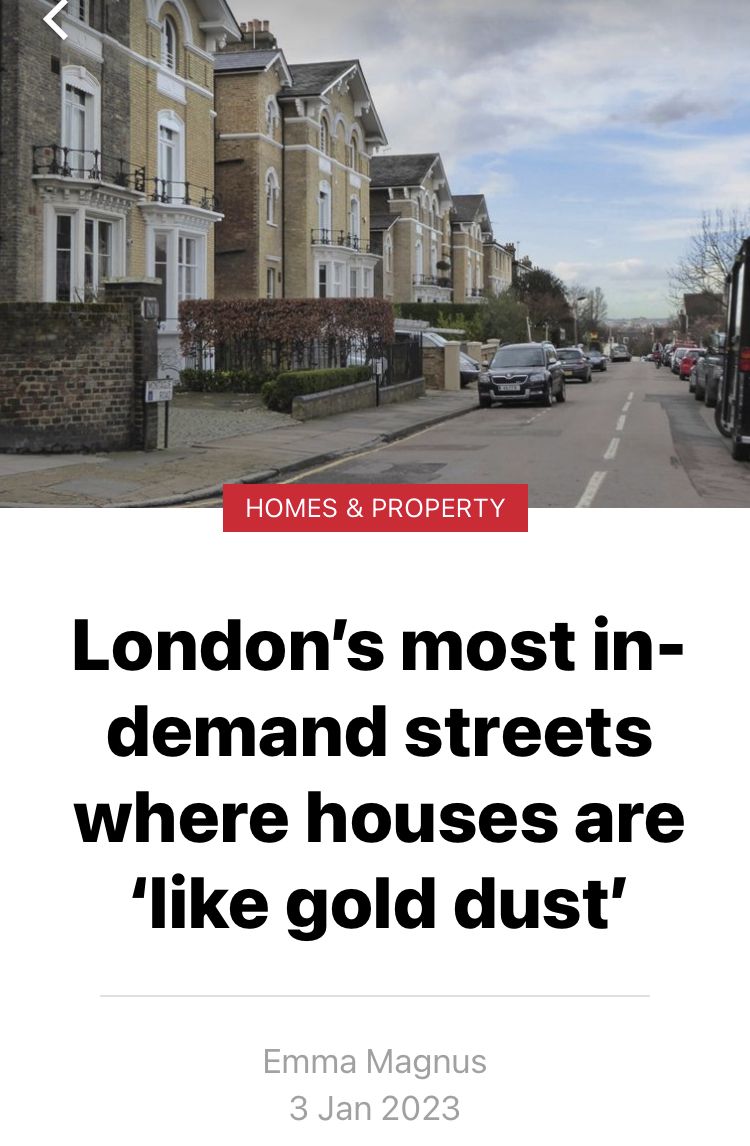 Most in demand streets in London 